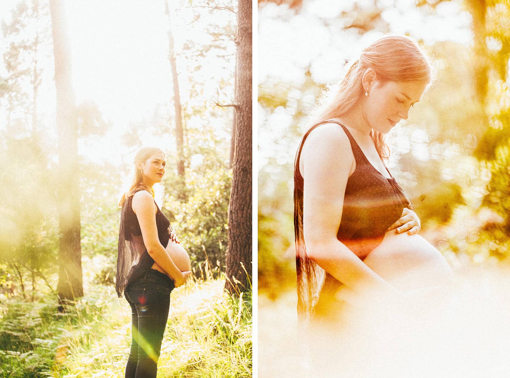 fotos de embarazada entre árboles